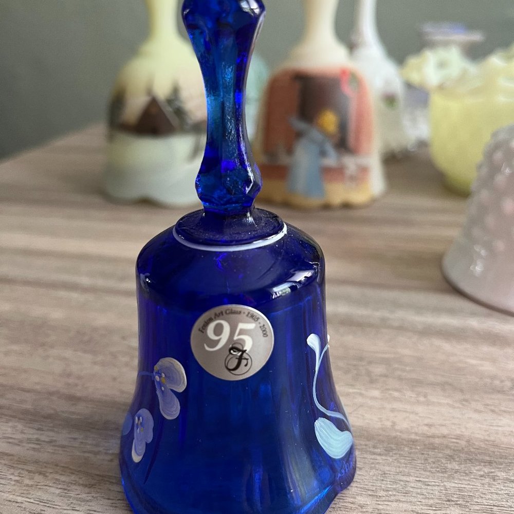 FENTON COBALT BLUE SMALL BELL 95TH ANNIVERSARY